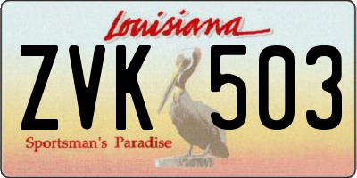 LA license plate ZVK503