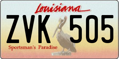 LA license plate ZVK505