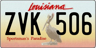 LA license plate ZVK506