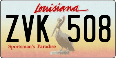 LA license plate ZVK508