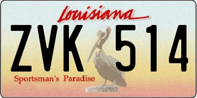 LA license plate ZVK514