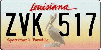 LA license plate ZVK517