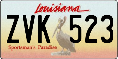 LA license plate ZVK523