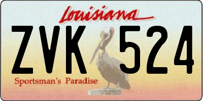 LA license plate ZVK524