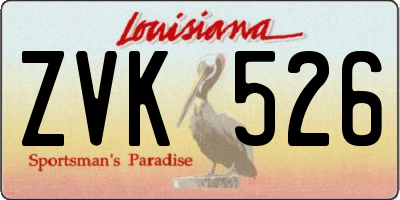 LA license plate ZVK526