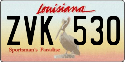 LA license plate ZVK530