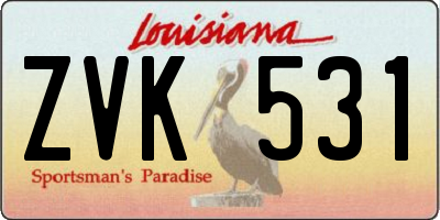 LA license plate ZVK531