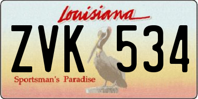 LA license plate ZVK534