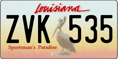 LA license plate ZVK535