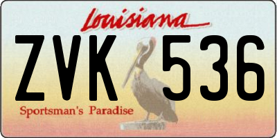 LA license plate ZVK536