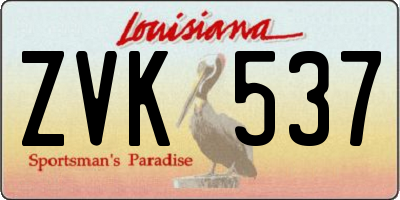 LA license plate ZVK537