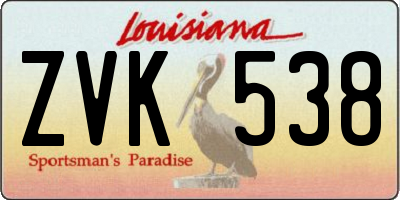 LA license plate ZVK538