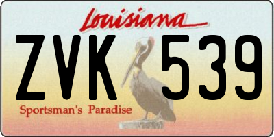 LA license plate ZVK539