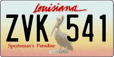 LA license plate ZVK541