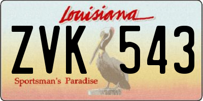 LA license plate ZVK543