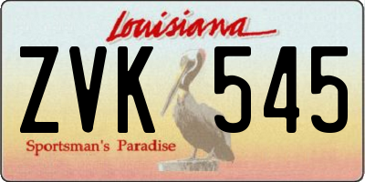 LA license plate ZVK545