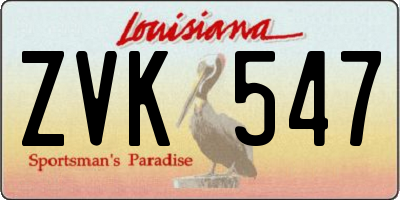 LA license plate ZVK547