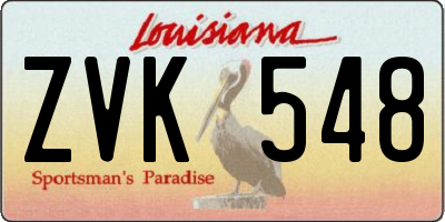 LA license plate ZVK548