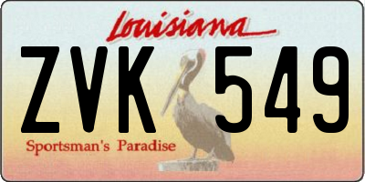 LA license plate ZVK549