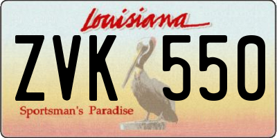 LA license plate ZVK550