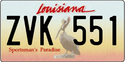 LA license plate ZVK551