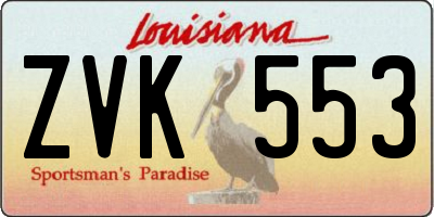 LA license plate ZVK553