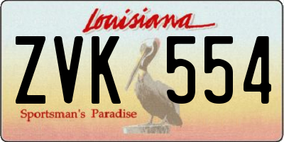 LA license plate ZVK554