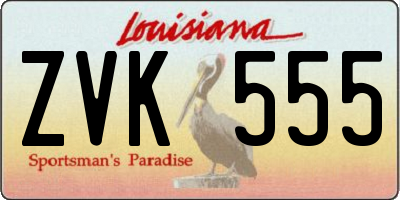 LA license plate ZVK555