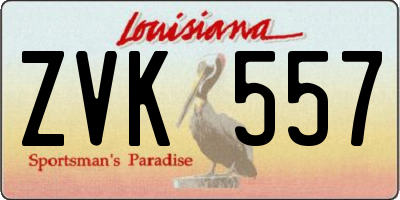 LA license plate ZVK557