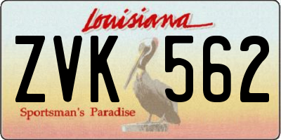 LA license plate ZVK562