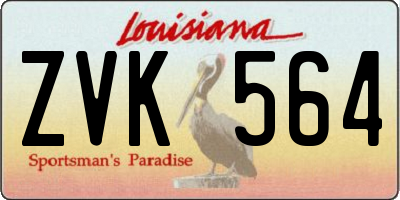 LA license plate ZVK564