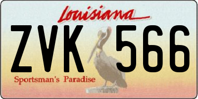 LA license plate ZVK566