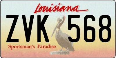 LA license plate ZVK568