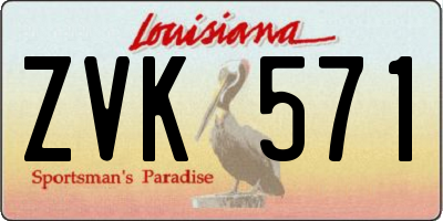 LA license plate ZVK571