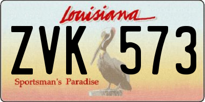 LA license plate ZVK573