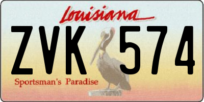 LA license plate ZVK574