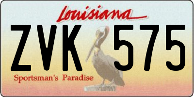 LA license plate ZVK575