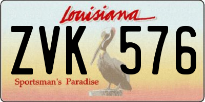 LA license plate ZVK576