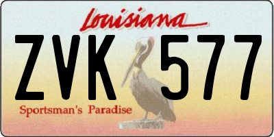 LA license plate ZVK577