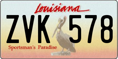 LA license plate ZVK578