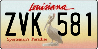 LA license plate ZVK581