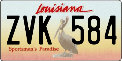 LA license plate ZVK584