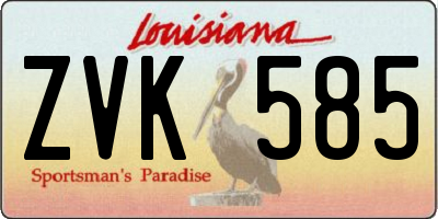 LA license plate ZVK585