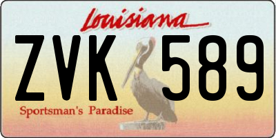 LA license plate ZVK589