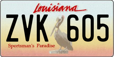 LA license plate ZVK605