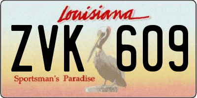 LA license plate ZVK609