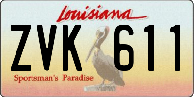 LA license plate ZVK611