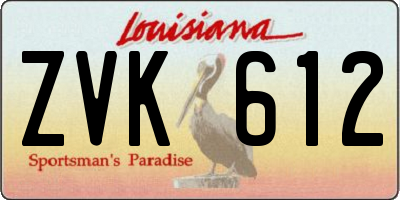 LA license plate ZVK612