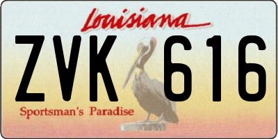 LA license plate ZVK616