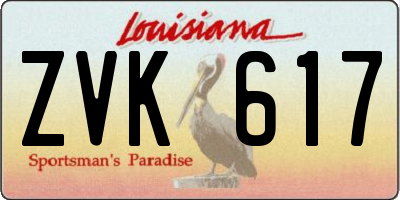 LA license plate ZVK617